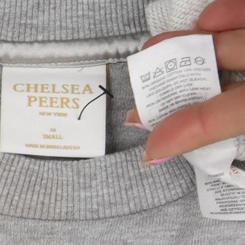 Chelsea Peers Women Grey Small Crew Neck Pullover Sweatshirt