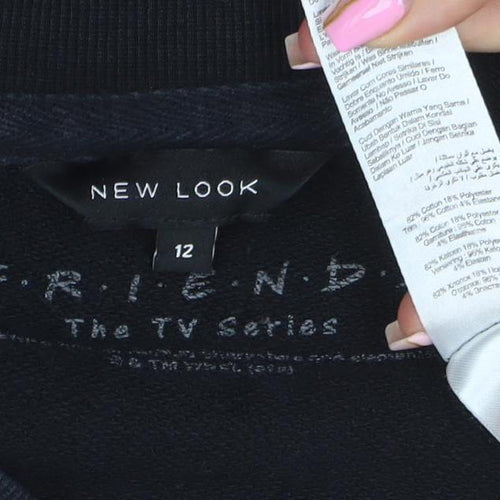 New Look Womens Black Friends TV Sweatshirt Size 12 Cotton Blend