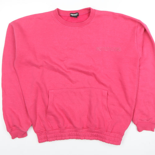 PrettyLittleThing Women Pink XS Pullover Sweatshirt Cotton Blend