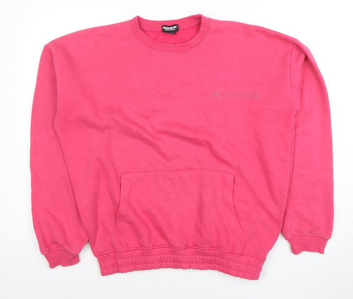 PrettyLittleThing Women Pink XS Pullover Sweatshirt Cotton Blend