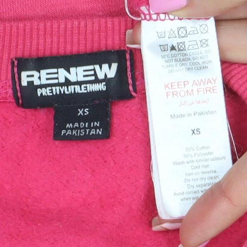 PrettyLittleThing Women Pink XS Pullover Sweatshirt Cotton Blend