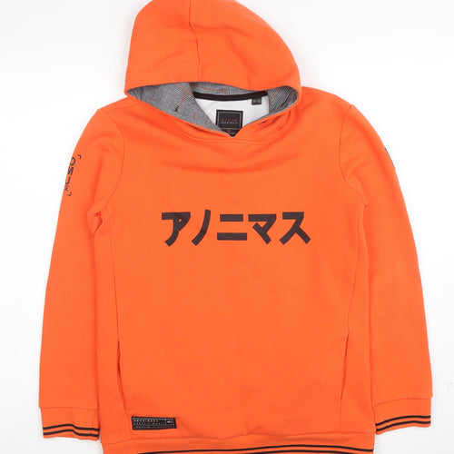 Anonimasu Boys Orange Pullover Hoodie 11-12 Years Cotton Casual