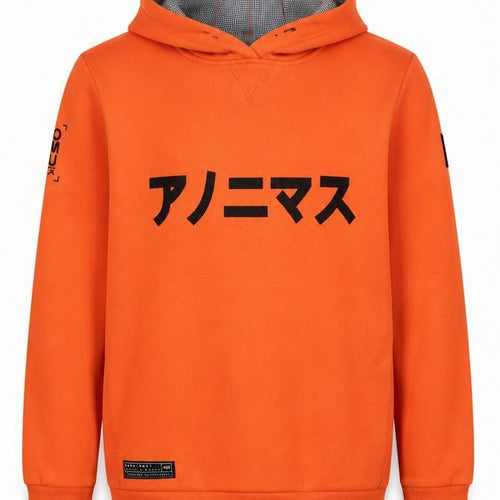 Anonimasu Boys Orange Pullover Hoodie 11-12 Years Cotton Casual