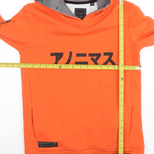 Anonimasu Boys Orange Pullover Hoodie 11-12 Years Cotton Casual