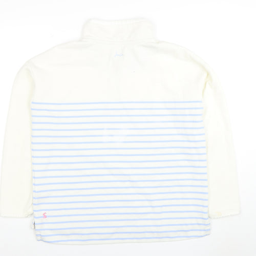 Joules Women White Blue Striped 1/2 Zip Sweatshirt UK 12 Cotton Fleece