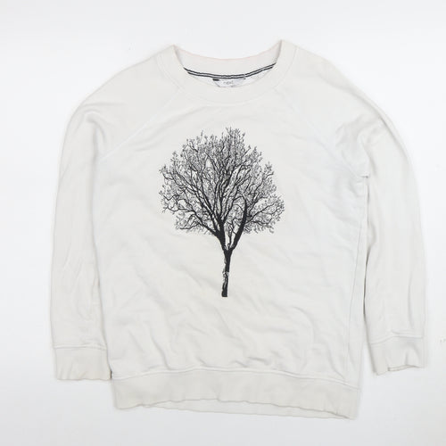 Next Women’s White Tree Print Cotton Pullover Sweatshirt Size 8