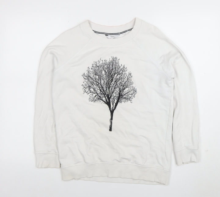 Next Women’s White Tree Print Cotton Pullover Sweatshirt Size 8