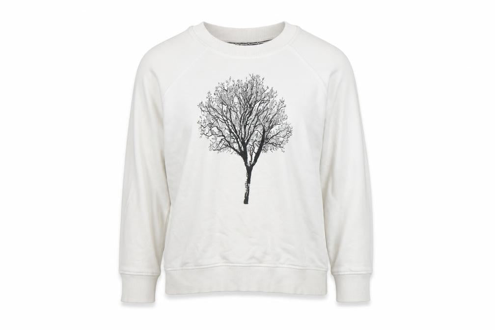 Front view of Next Women’s White Tree Print Cotton Pullover Sweatshirt, size UK 8