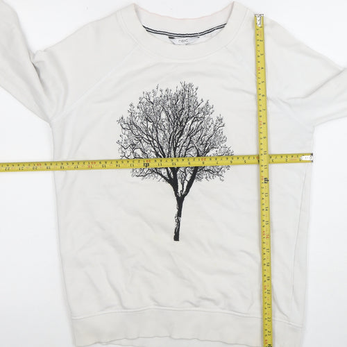 Next Women’s White Tree Print Cotton Pullover Sweatshirt Size 8