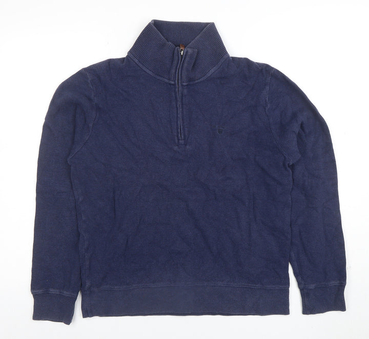 GANT Men's Blue 1/4 Zip Cotton Sweatshirt Size S