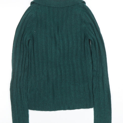 ASOS Women Green Collared Ribbed Knit Pullover Jumper Size 8