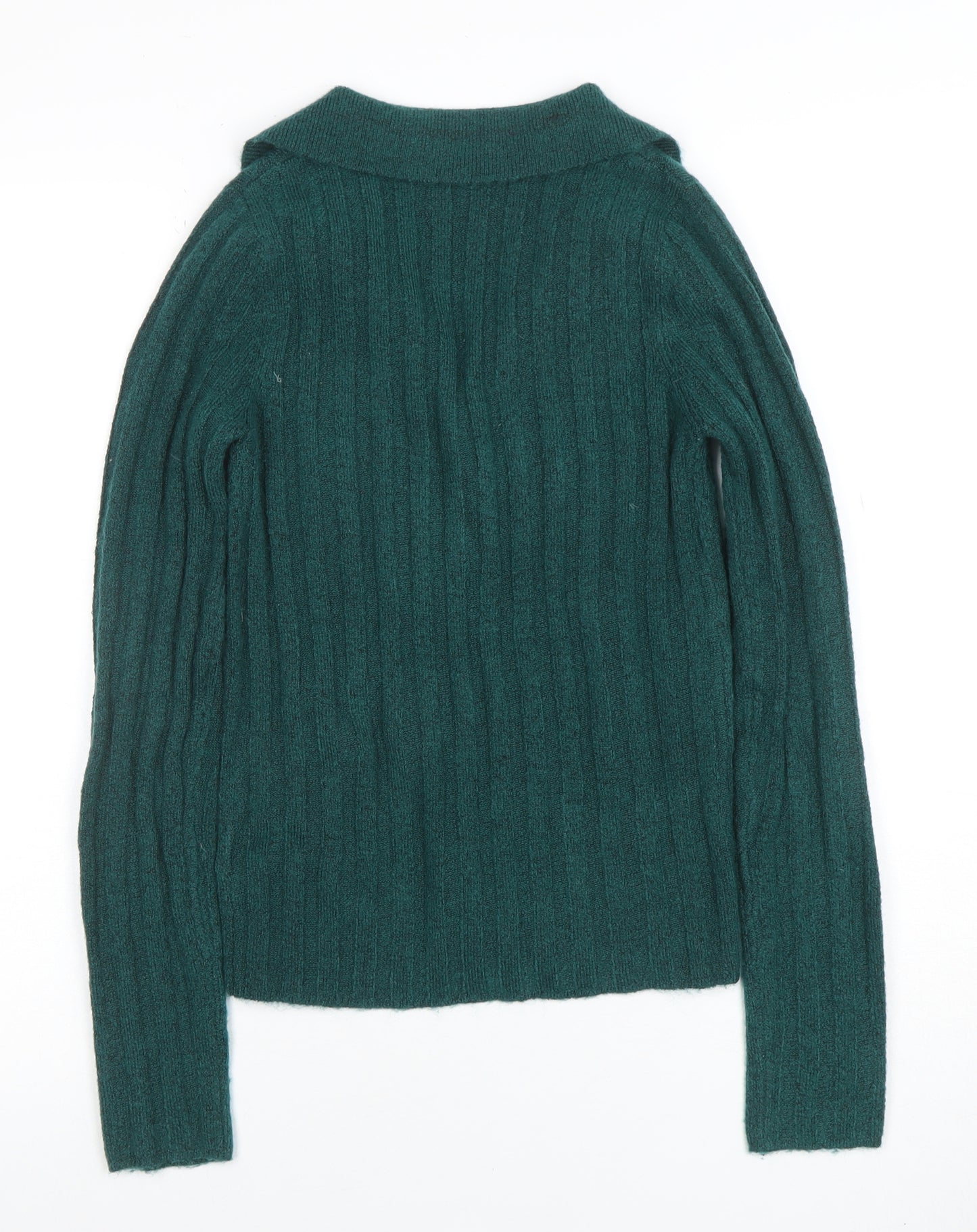ASOS Women Green Collared Ribbed Knit Pullover Jumper Size 8