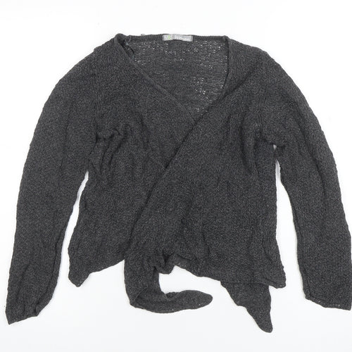 Marks and Spencer Women Grey Wrap Knit Long Sleeve Blouse UK 14