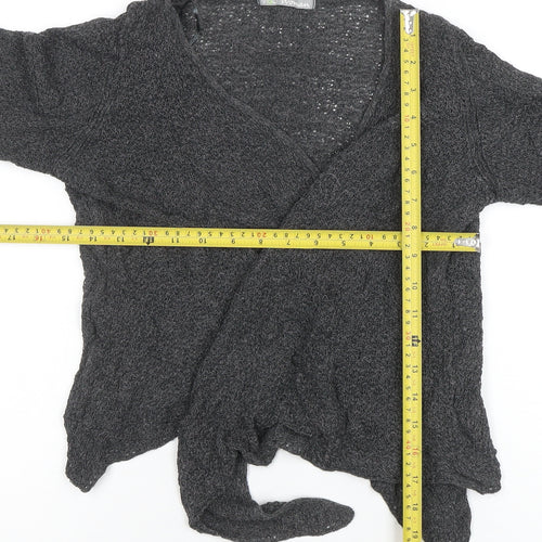Marks and Spencer Women Grey Wrap Knit Long Sleeve Blouse UK 14