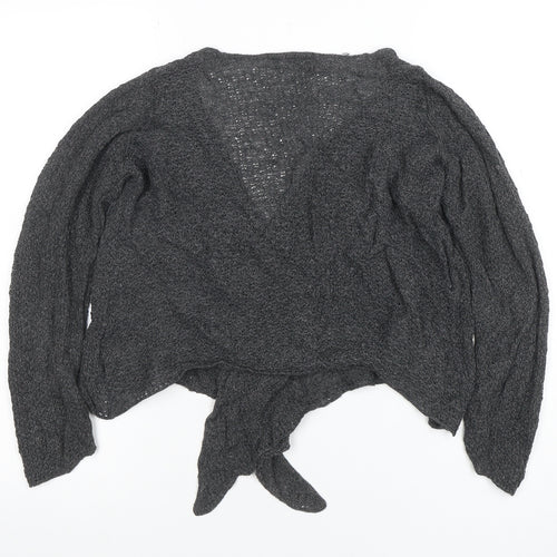 Marks and Spencer Women Grey Wrap Knit Long Sleeve Blouse UK 14