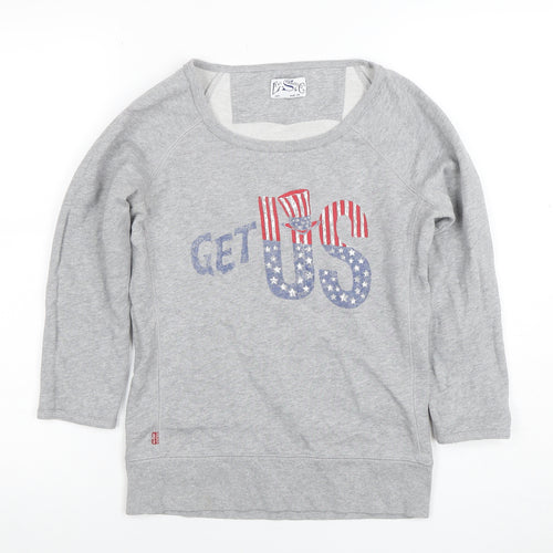 Levi's Women Grey XS Pullover Sweatshirt Graphic Print Cotton