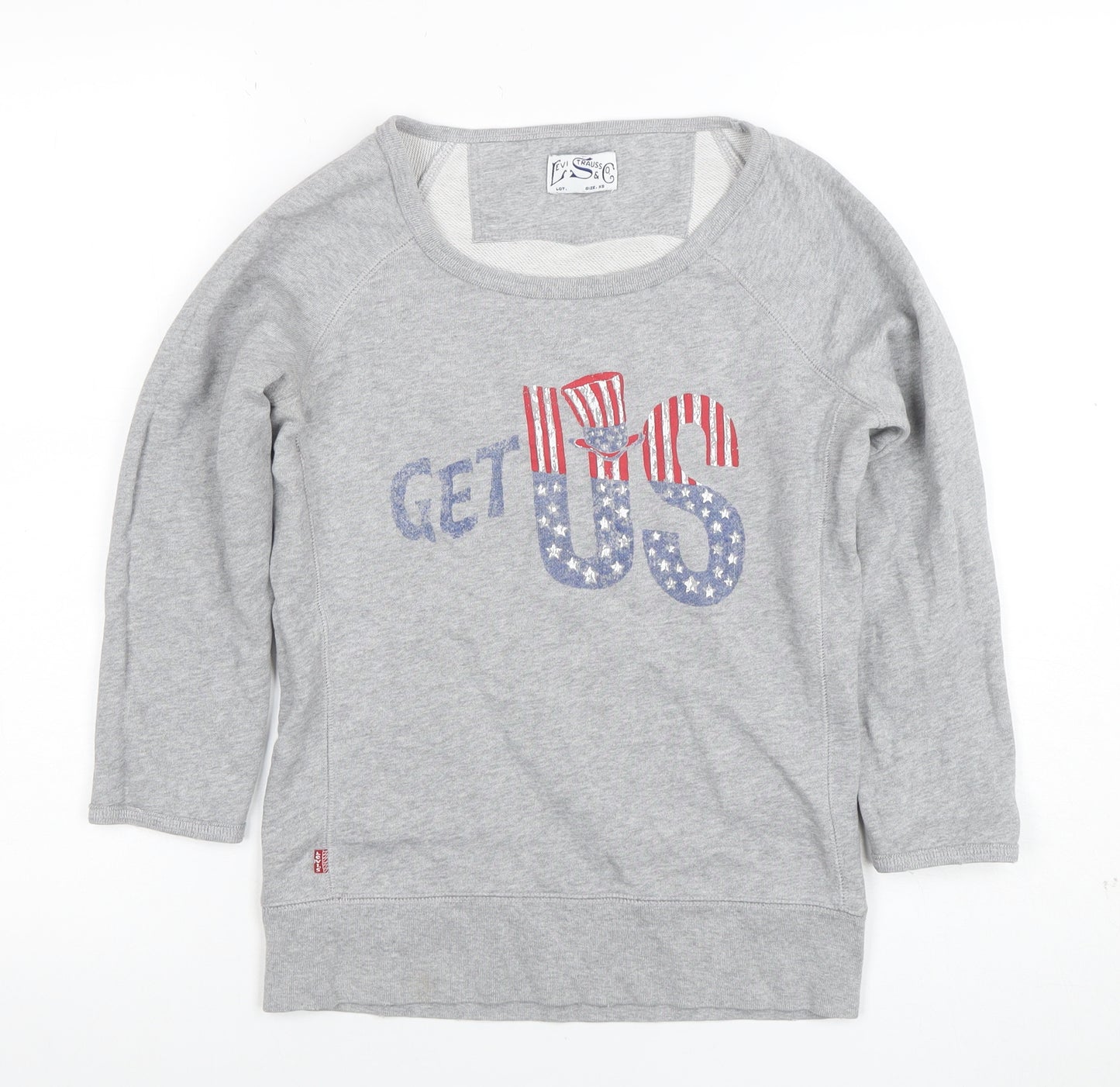 Levi's Women Grey XS Pullover Sweatshirt Graphic Print Cotton