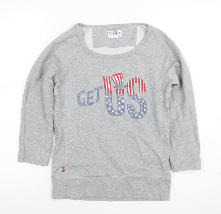 Levi's Women Grey XS Pullover Sweatshirt Graphic Print Cotton