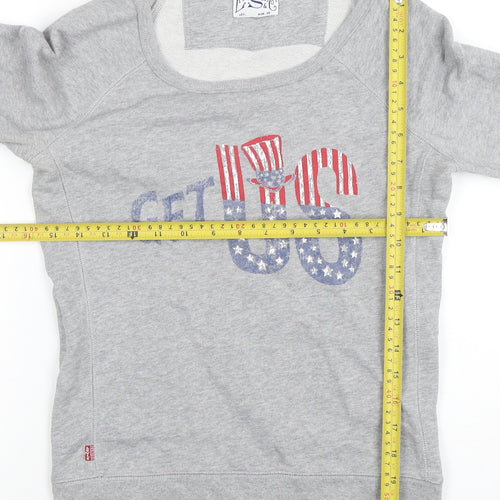 Levi's Women Grey XS Pullover Sweatshirt Graphic Print Cotton