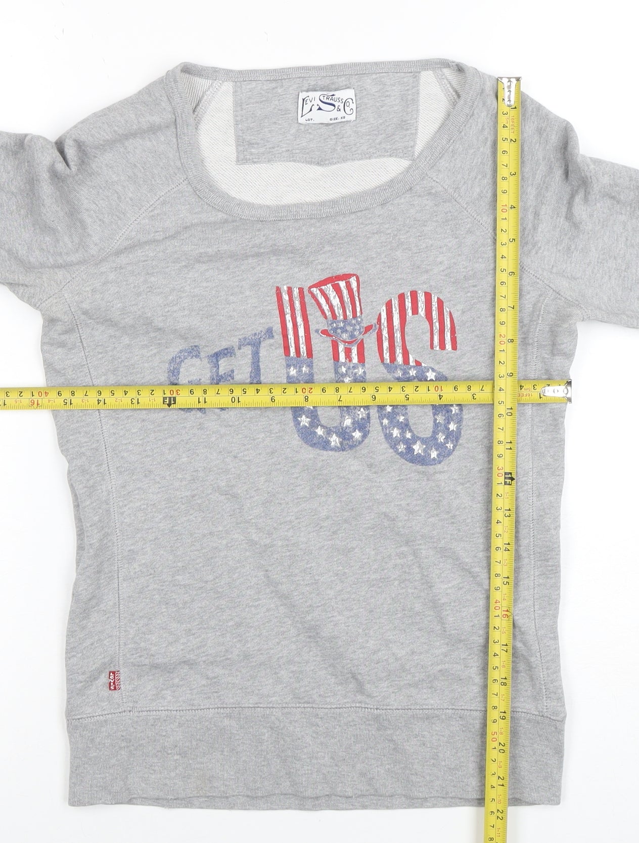Levi's Women Grey XS Pullover Sweatshirt Graphic Print Cotton