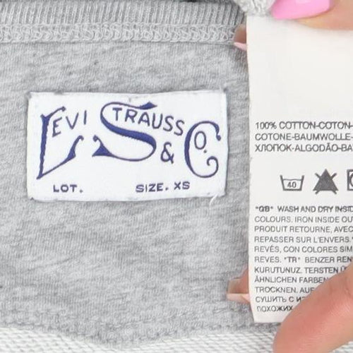 Levi's Women Grey XS Pullover Sweatshirt Graphic Print Cotton