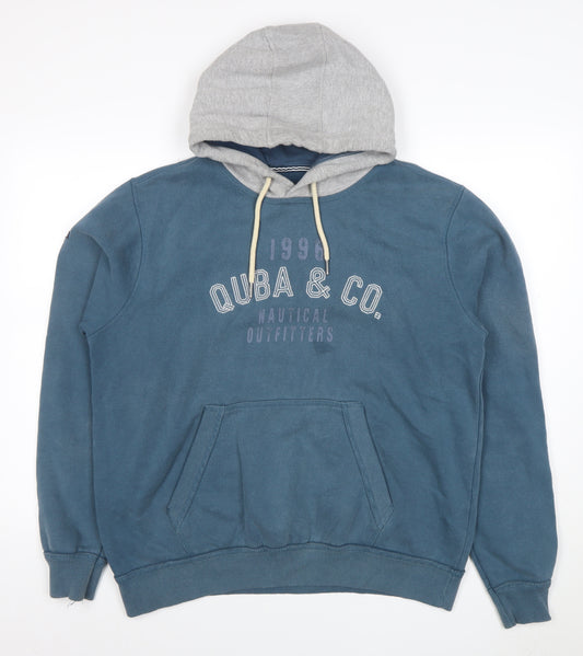 Quba & Co. Men’s Blue Pullover Hoodie Large Nautical Graphic