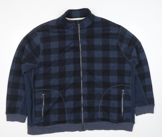 Mantaray Men’s Blue Check Fleece Zip Jacket 3XL Regular Warm Casual