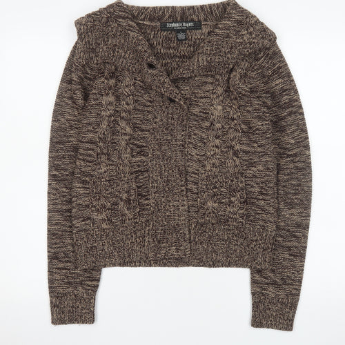 Stephanie Rogers Women’s Brown Cable-Knit Acrylic Pullover Jumper S