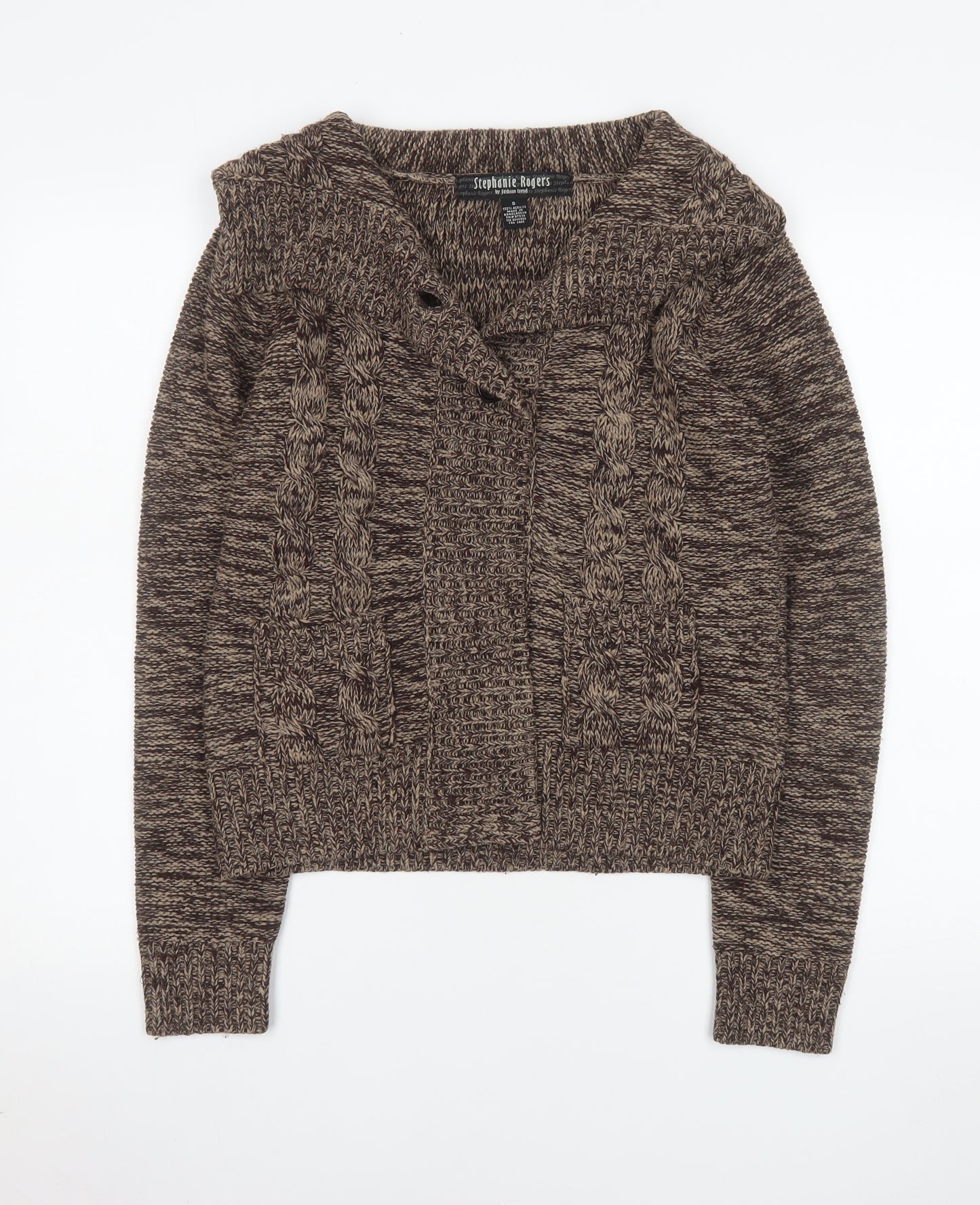 Stephanie Rogers Women’s Brown Cable-Knit Acrylic Pullover Jumper S