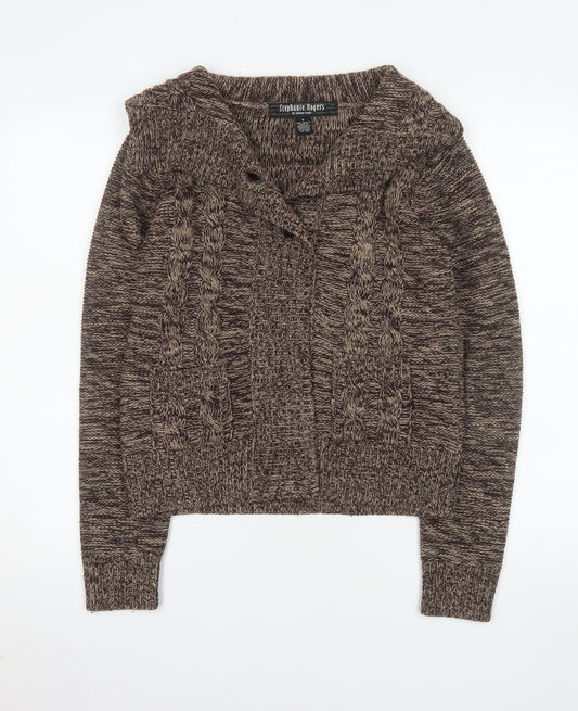 Stephanie Rogers Women’s Brown Cable-Knit Acrylic Pullover Jumper S