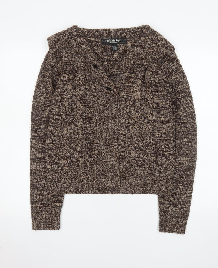 Stephanie Rogers Women’s Brown Cable-Knit Acrylic Pullover Jumper S