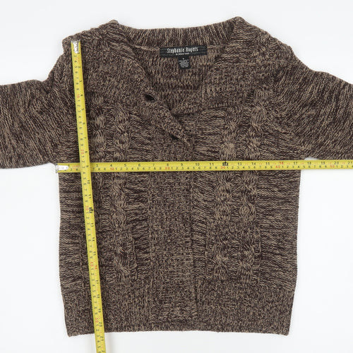 Stephanie Rogers Women’s Brown Cable-Knit Acrylic Pullover Jumper S