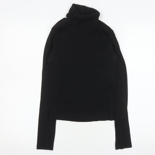 ZARA Women Black Roll Neck Long Sleeve Basic Slim Fit Top Size M
