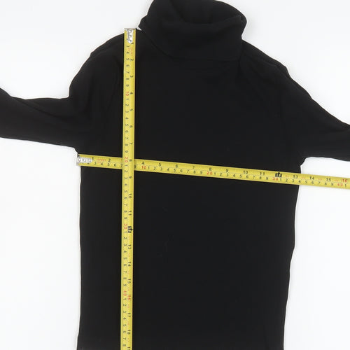 ZARA Women Black Roll Neck Long Sleeve Basic Slim Fit Top Size M