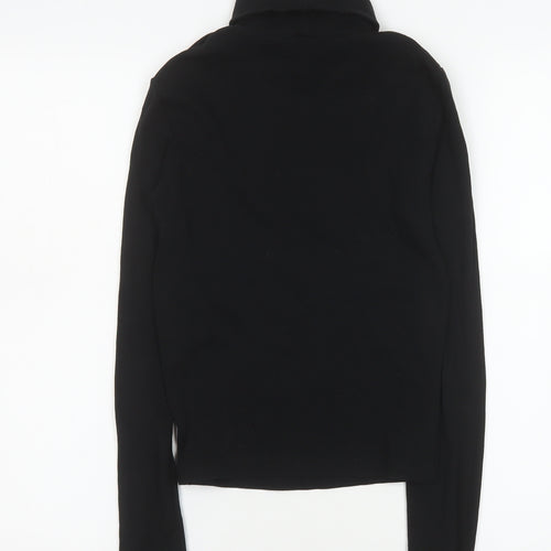 ZARA Women Black Roll Neck Long Sleeve Basic Slim Fit Top Size M