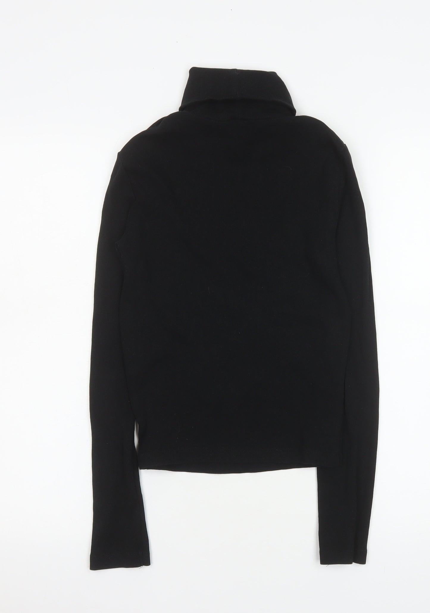ZARA Women Black Roll Neck Long Sleeve Basic Slim Fit Top Size M