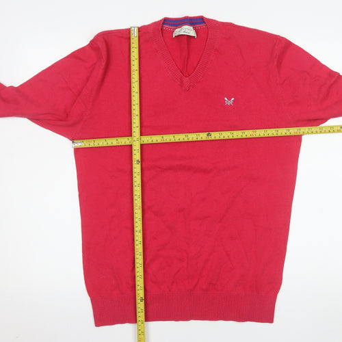 Crew Clothing Co. Women's Red V-Neck Cotton Wool Jumper Medium