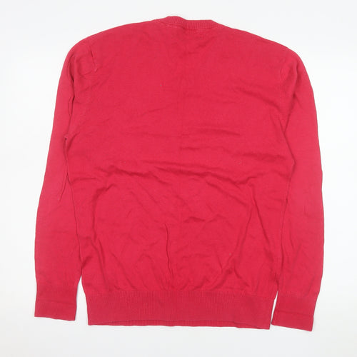 Crew Clothing Co. Women's Red V-Neck Cotton Wool Jumper Medium