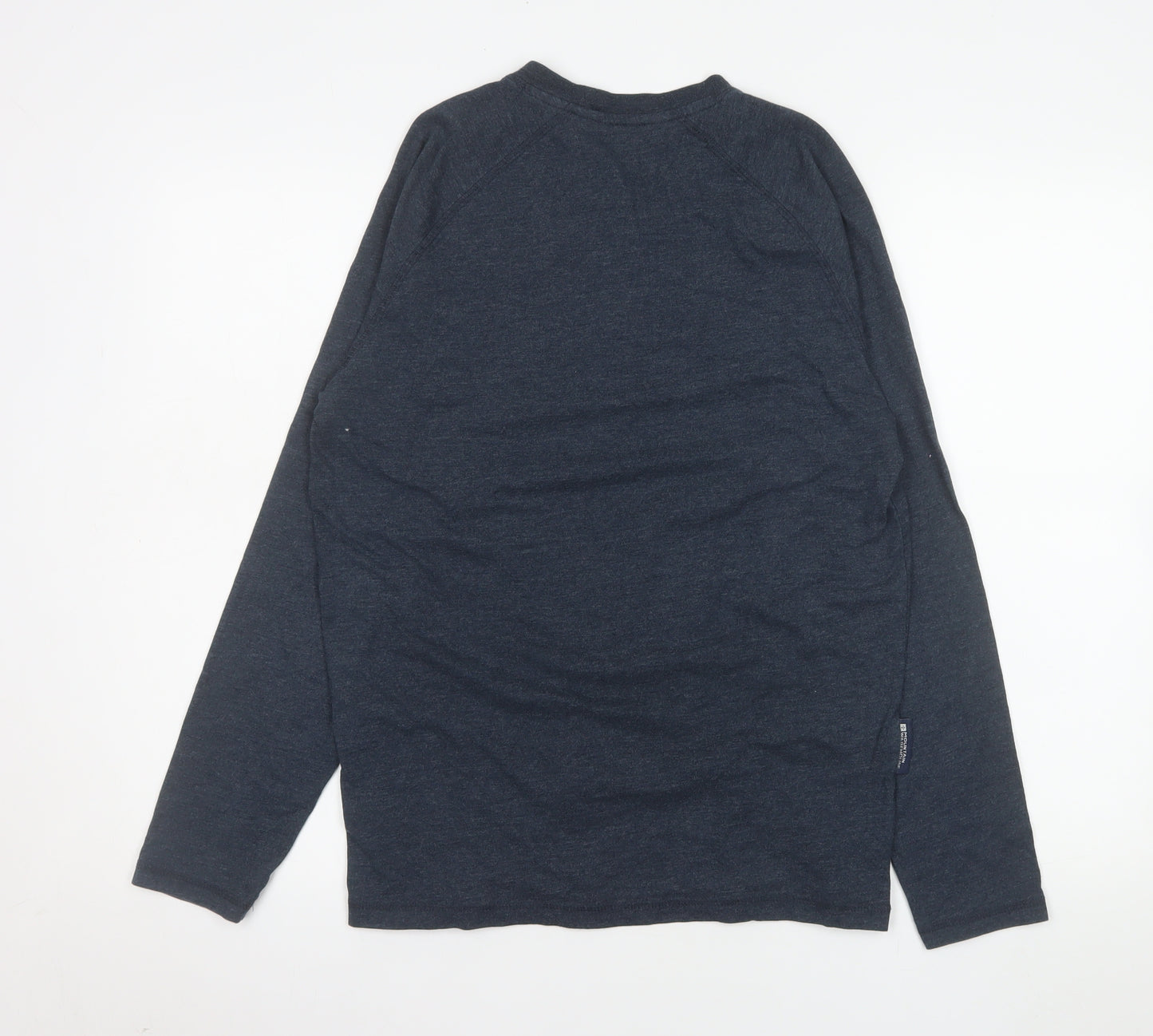 Mountain Warehouse Men's Blue Henley Long Sleeve Cotton Blend Top M