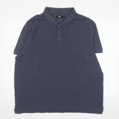 Jacamo Men's Blue 1X Regular Fit Short Sleeve Polo Shirt