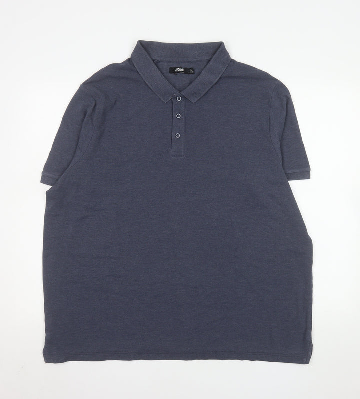 Jacamo Men's Blue 1X Regular Fit Short Sleeve Polo Shirt