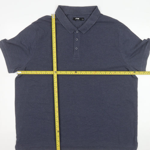 Jacamo Men's Blue 1X Regular Fit Short Sleeve Polo Shirt