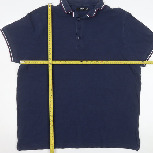 Jacamo Men's Blue Big 1X Cotton Short Sleeve Polo Shirt