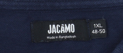 Jacamo Men's Blue 1XL Cotton Short Sleeve Polo Shirt