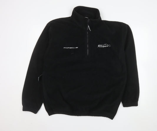 Grizzly Men's Black 1/4 Zip Fleece Pullover Sweatshirt Small Porsche 911