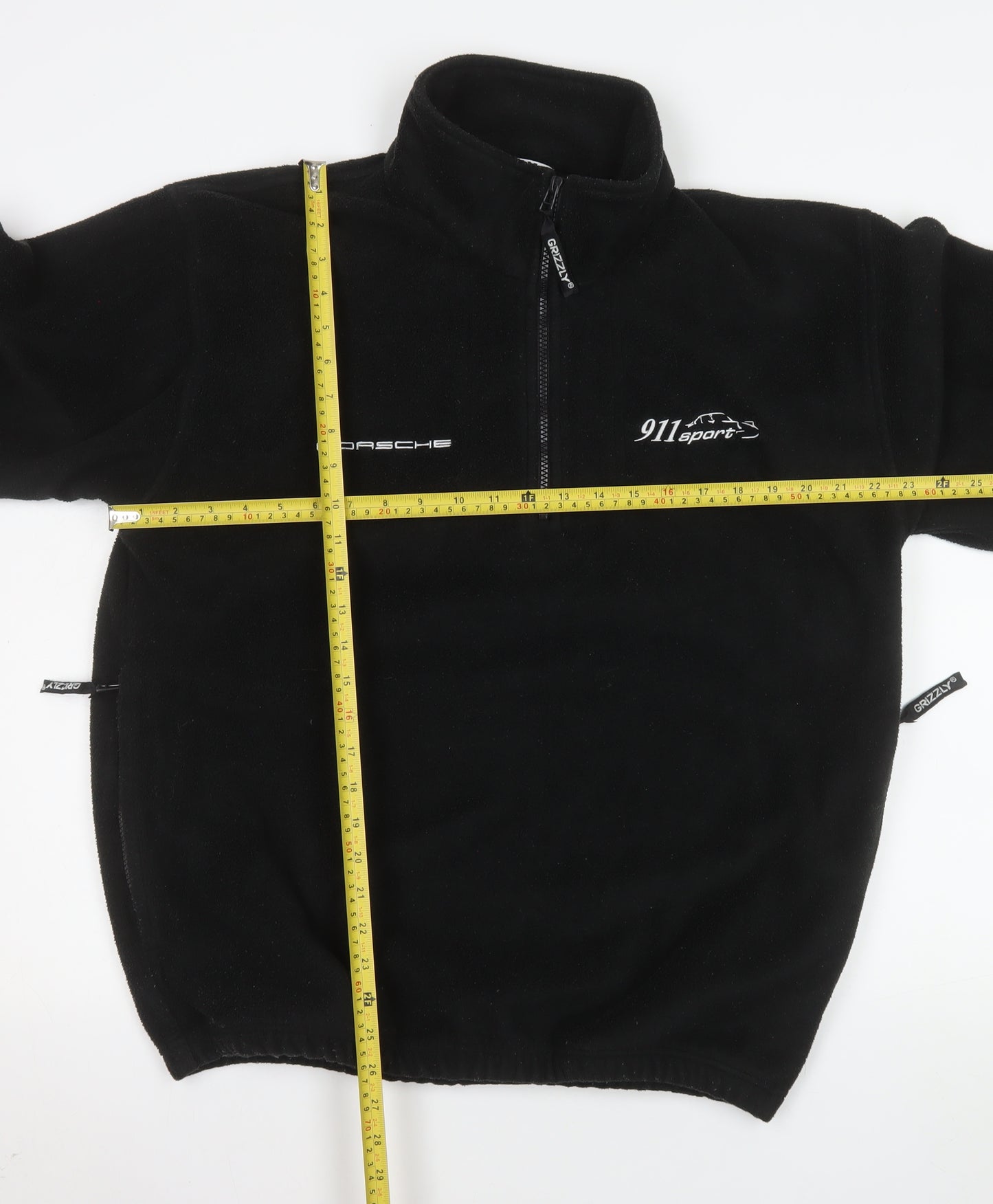Grizzly Men's Black 1/4 Zip Fleece Pullover Sweatshirt Small Porsche 911