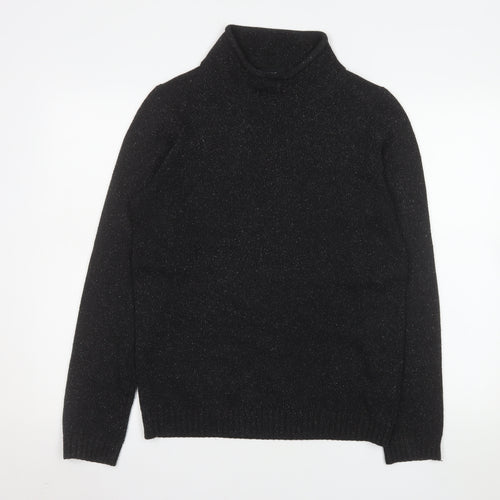 Next Men’s Black Roll Neck Jumper Small Acrylic Silk Blend