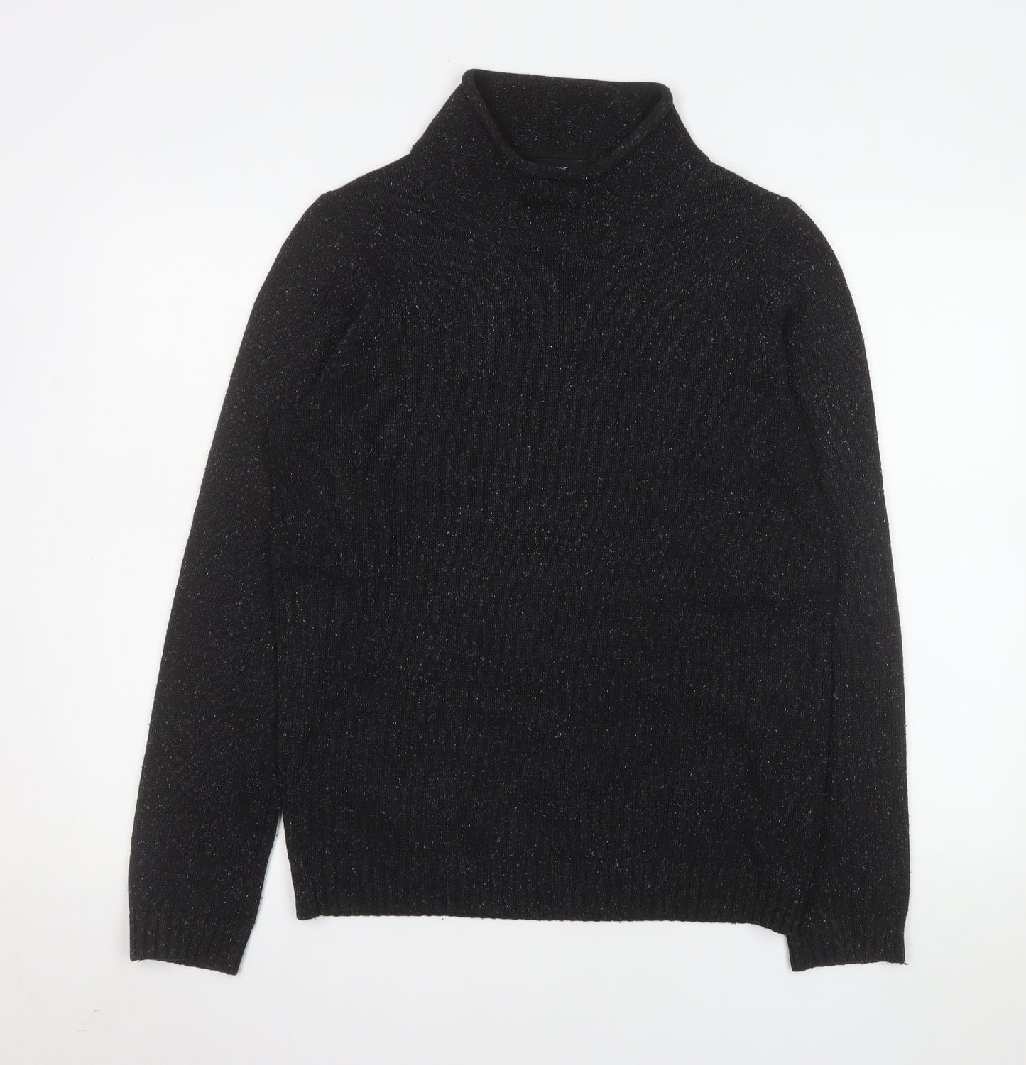 Next Men’s Black Roll Neck Jumper Small Acrylic Silk Blend