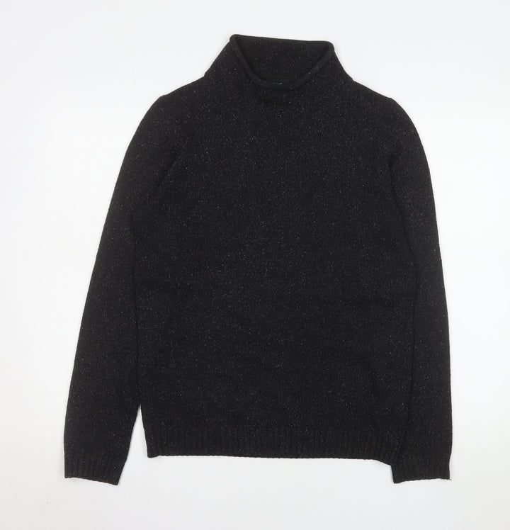 Next Men’s Black Roll Neck Jumper Small Acrylic Silk Blend