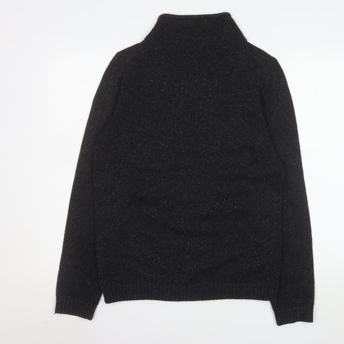 Next Men’s Black Roll Neck Jumper Small Acrylic Silk Blend